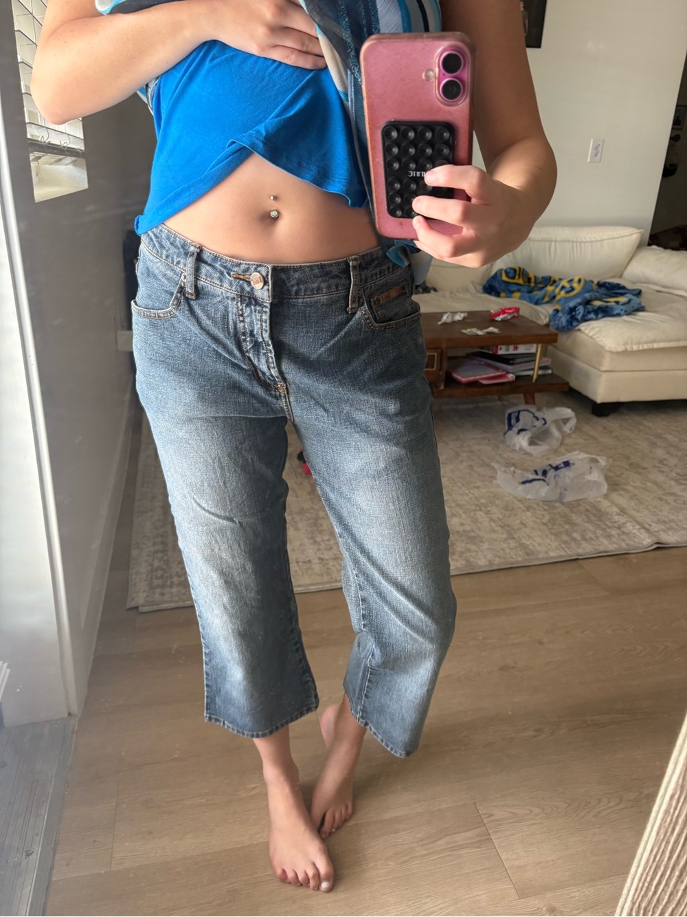 lei Cropped Wide-Leg Jeans in Light Blue Denim